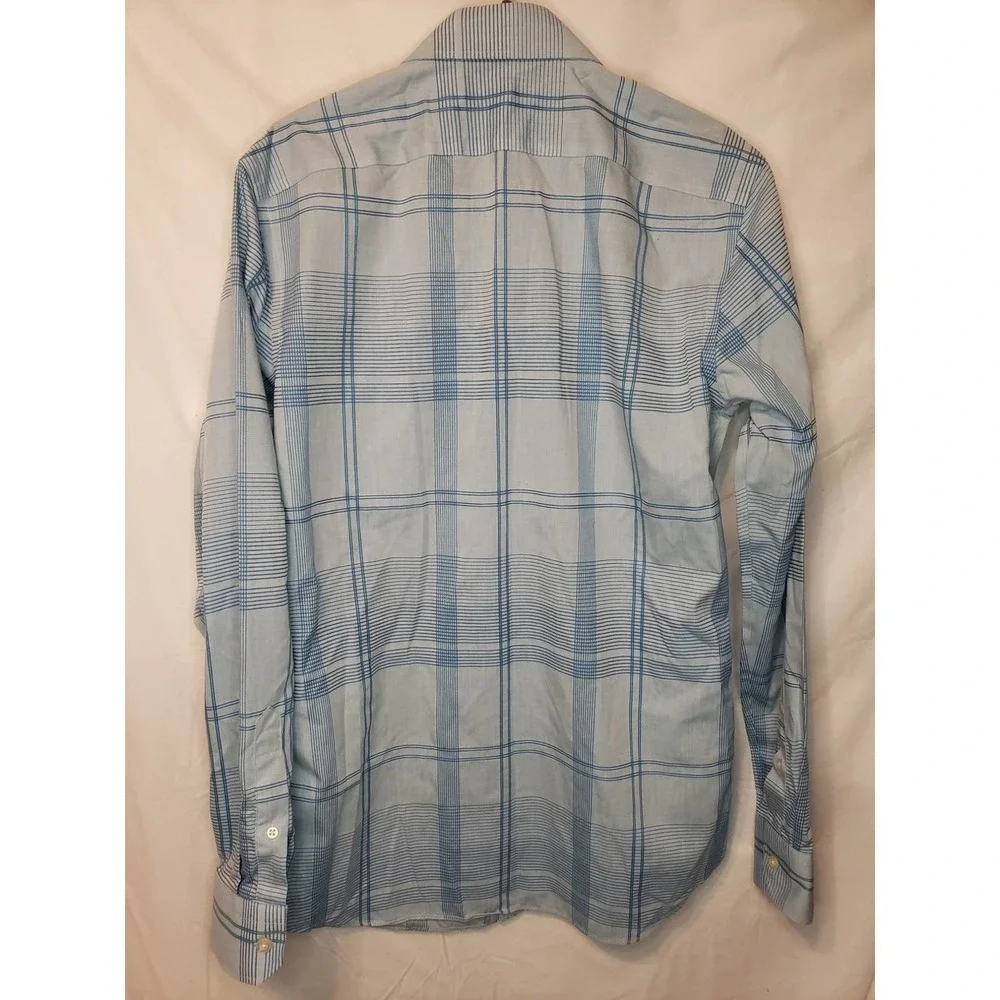 Men's small blue plaid Banana Republic button down. EUC.